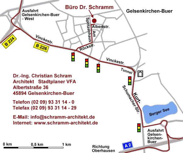 Anfahrtsskizze zum Architekturb�ro Dr. Schramm, Gelsenkirchen
